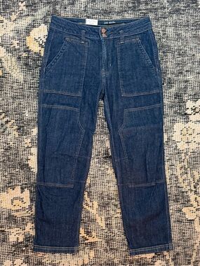 Anthropologie Dark Blue Straight Leg Utility Jeans